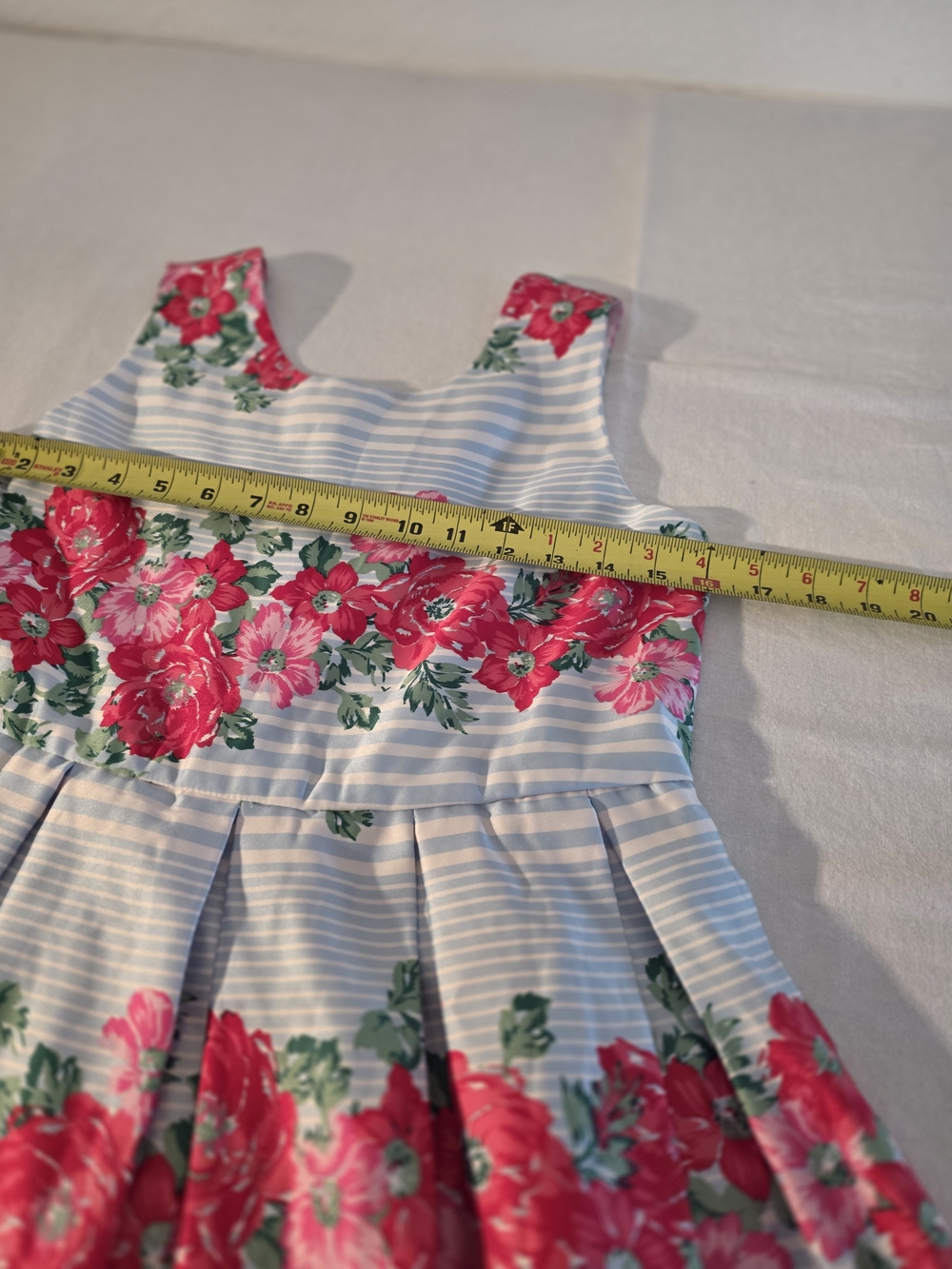 Special Editions Girls Pink Floral Stripe. Size 16 Fit-and-Flare Dress - Picture 2 of 9